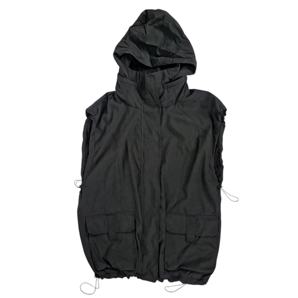 Blanc Noir Svetlana Oversize Vest L Black Hooded Drawstring Utility Pockets - Picture 1 of 14